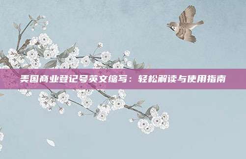 美国商业登记号英文缩写：轻松解读与使用指南