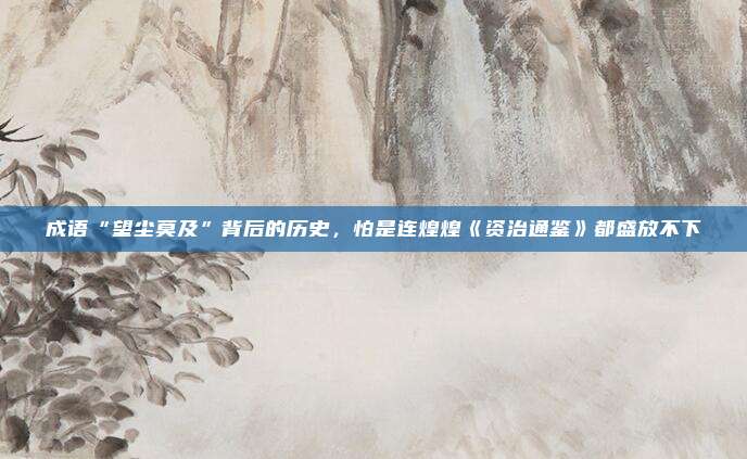 成语“望尘莫及”背后的历史，怕是连煌煌《资治通鉴》都盛放不下