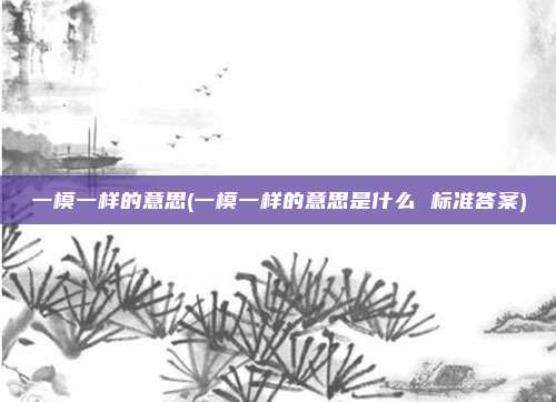 一模一样的意思(一模一样的意思是什么 标准答案)