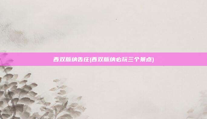 西双版纳告庄(西双版纳必玩三个景点)