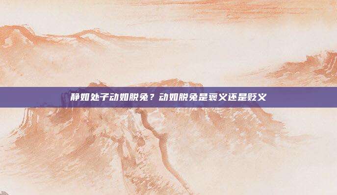 静如处子动如脱兔？动如脱兔是褒义还是贬义