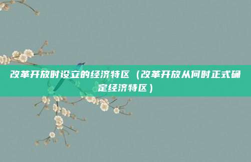 改革开放时设立的经济特区（改革开放从何时正式确定经济特区）