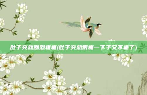 肚子突然剧烈疼痛(肚子突然很痛一下子又不痛了)