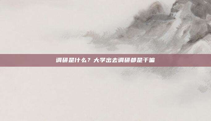调研是什么?大学出去调研都是干嘛