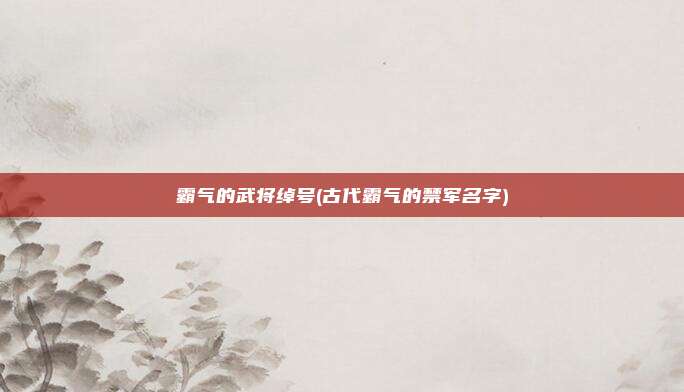 霸气的武将绰号(古代霸气的禁军名字)