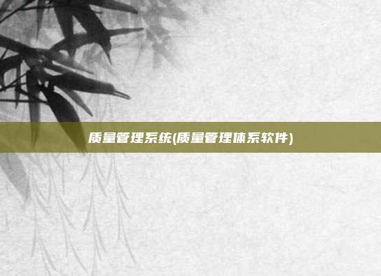 质量管理系统(质量管理体系软件)