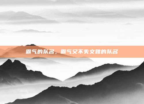 霸气的队名，霸气又不失文雅的队名