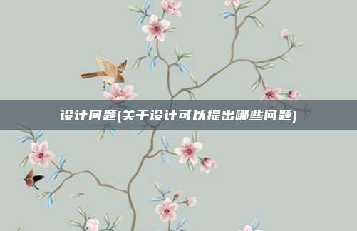 设计问题(关于设计可以提出哪些问题)