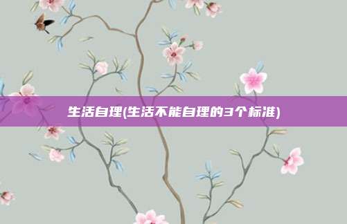 生活自理(生活不能自理的3个标准)