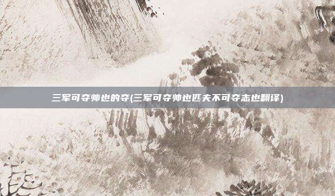 三军可夺帅也的夺(三军可夺帅也匹夫不可夺志也翻译)
