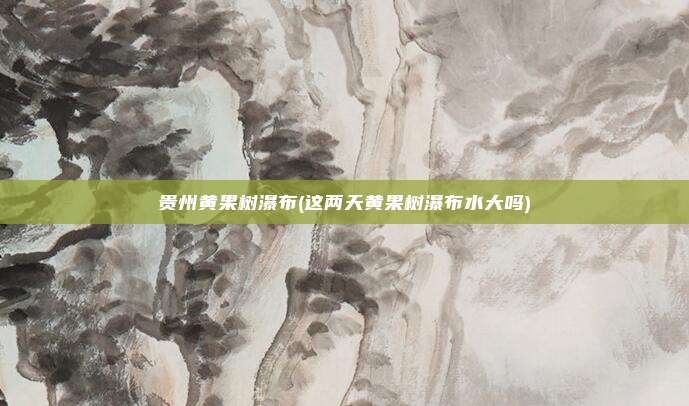 贵州黄果树瀑布(这两天黄果树瀑布水大吗)