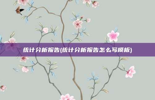 统计分析报告(统计分析报告怎么写模板)