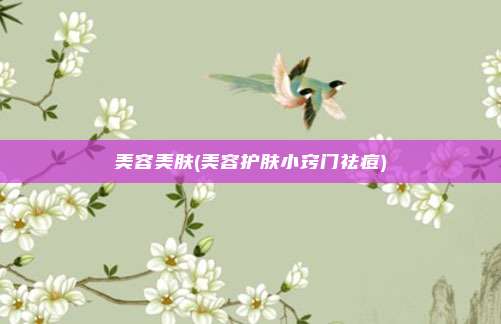 美容美肤(美容护肤小窍门祛痘)