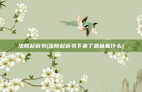 法院起诉书(法院起诉书下来了意味着什么)