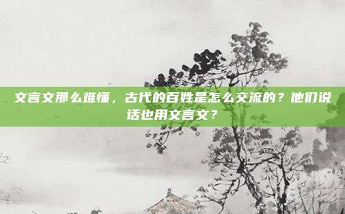 文言文那么难懂，古代的百姓是怎么交流的？他们说话也用文言文？