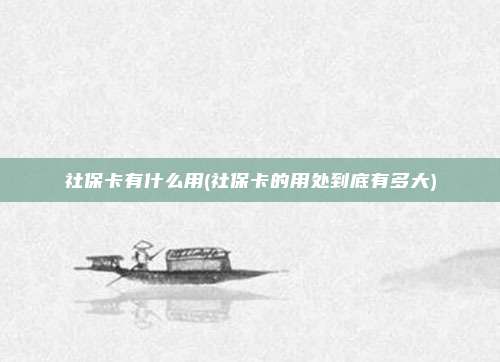 社保卡有什么用(社保卡的用处到底有多大)