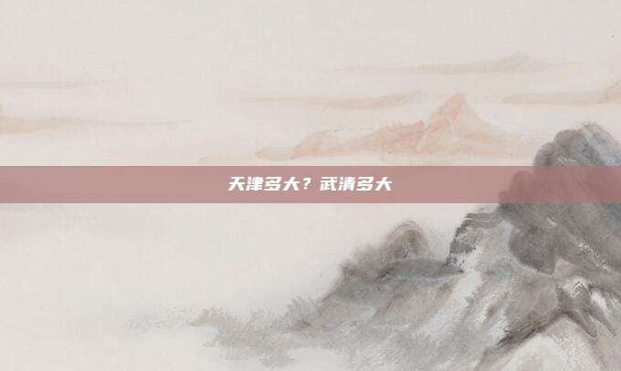 天津多大?武清多大