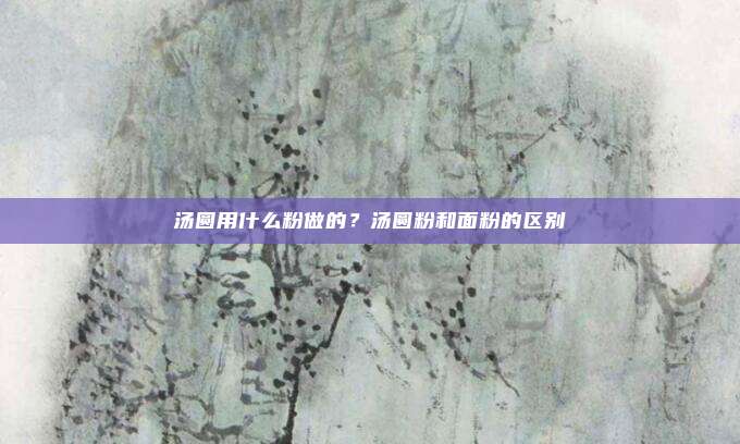 汤圆用什么粉做的?汤圆粉和面粉的区别