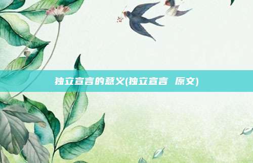 独立宣言的意义(独立宣言 原文)