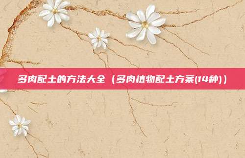 多肉配土的方法大全(多肉植物配土方案(14种))