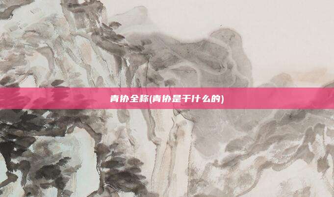 青协全称(青协是干什么的)