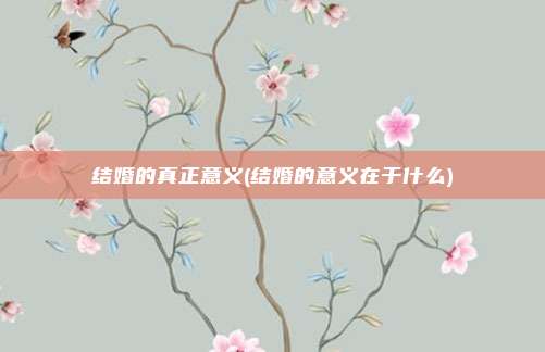 结婚的真正意义(结婚的意义在于什么)