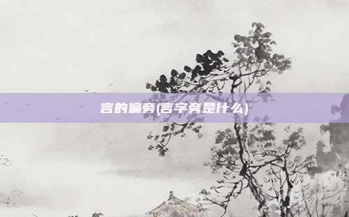 言的偏旁(言字旁是什么)