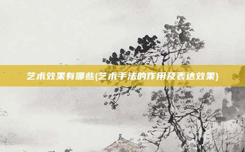 艺术效果有哪些(艺术手法的作用及表达效果)