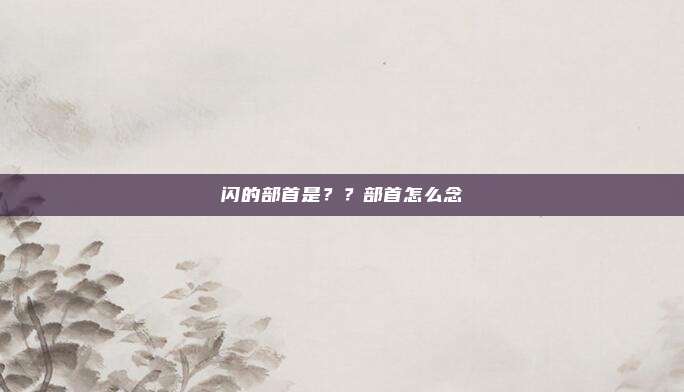 闪的部首是？？部首怎么念