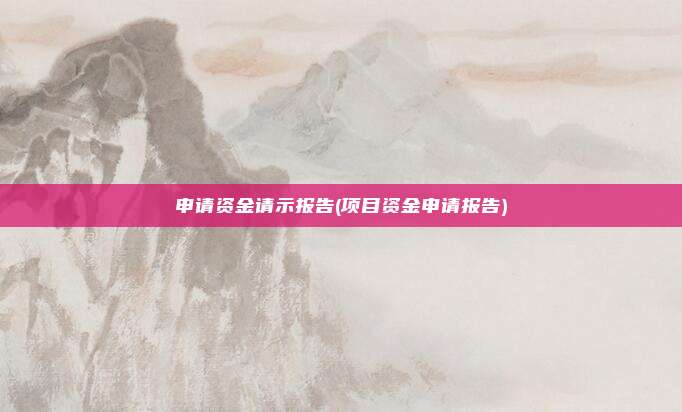 申请资金请示报告(项目资金申请报告)