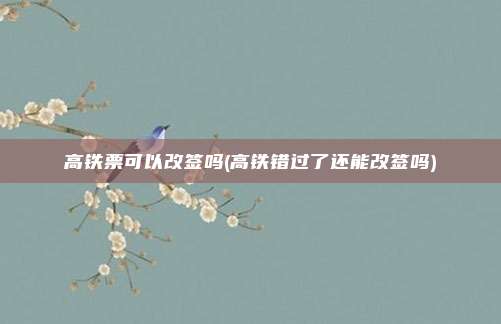 高铁票可以改签吗(高铁错过了还能改签吗)