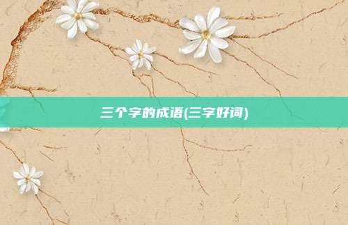 三个字的成语(三字好词)