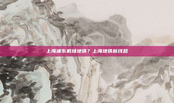 上海浦东机场地铁?上海地铁新线路