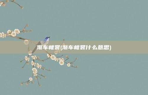 渐车帷裳(渐车帷裳什么意思)