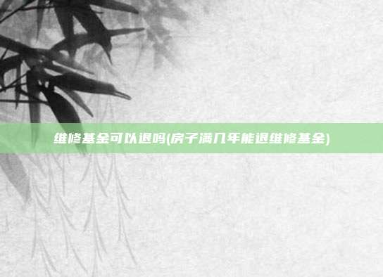 维修基金可以退吗(房子满几年能退维修基金)