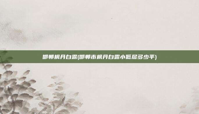 邯郸枫丹白露(邯郸市枫丹白露小低层多少平)