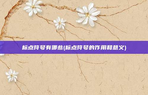 标点符号有哪些(标点符号的作用和意义)