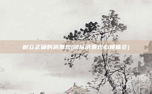 树立正确的消费观(部队消费观心得体会)