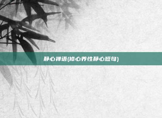 静心禅语(修心养性静心短句)