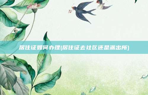 居住证如何办理(居住证去社区还是派出所)
