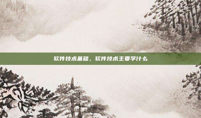 软件技术基础,软件技术主要学什么