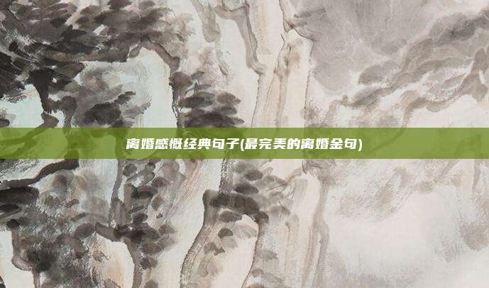 离婚感慨经典句子(最完美的离婚金句)