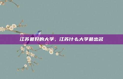 江苏最好的大学,江苏什么大学最出名
