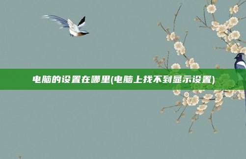 电脑的设置在哪里(电脑上找不到显示设置)