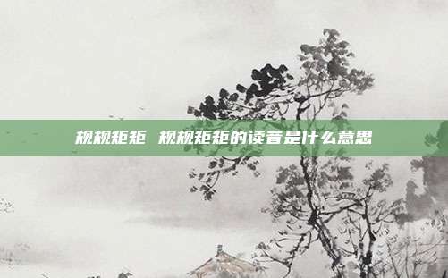 规规矩矩 规规矩矩的读音是什么意思