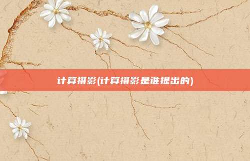 计算摄影(计算摄影是谁提出的)
