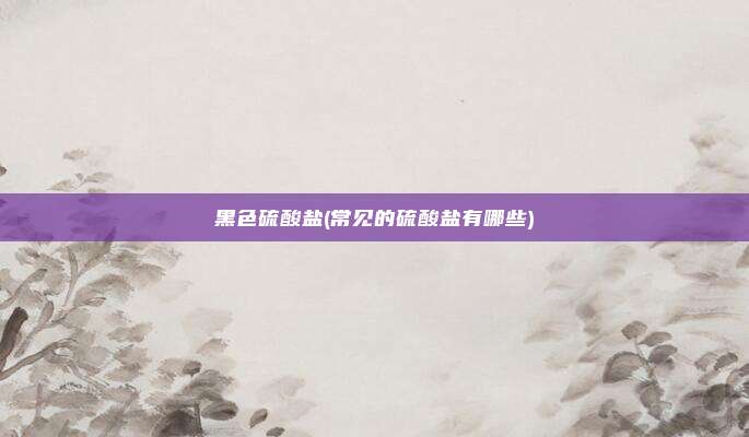 黑色硫酸盐(常见的硫酸盐有哪些)