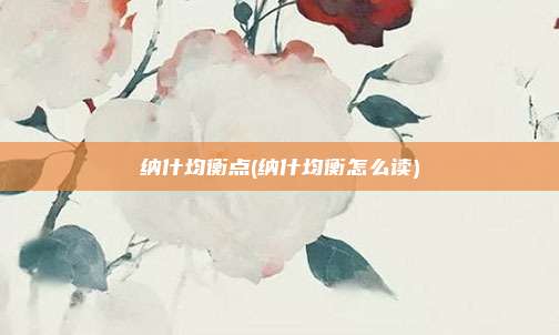 纳什均衡点(纳什均衡怎么读)