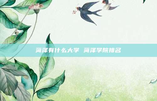 菏泽有什么大学 菏泽学院排名