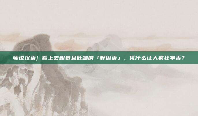 师说汉语| 看上去粗暴且低端的「野俗语」，凭什么让人疯狂学舌？